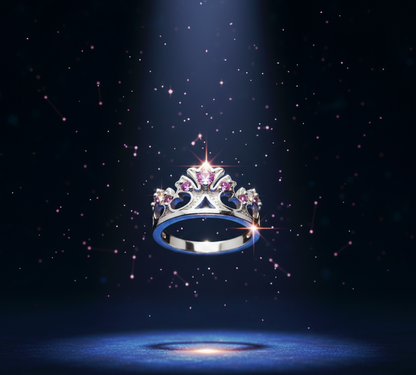 “Princess Tiara Crown Ring" – 925 Silver & Lavender Gemstone Royal Cut