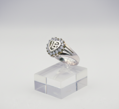 "Initial Heart Halo Ring" – 925 Sterling Silver Sparkle Band by Illuzion Jewelry