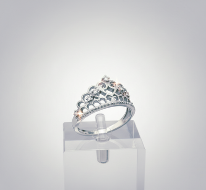 "Royal Sparkle Tiara Crown Ring" – 925 Sterling Silver