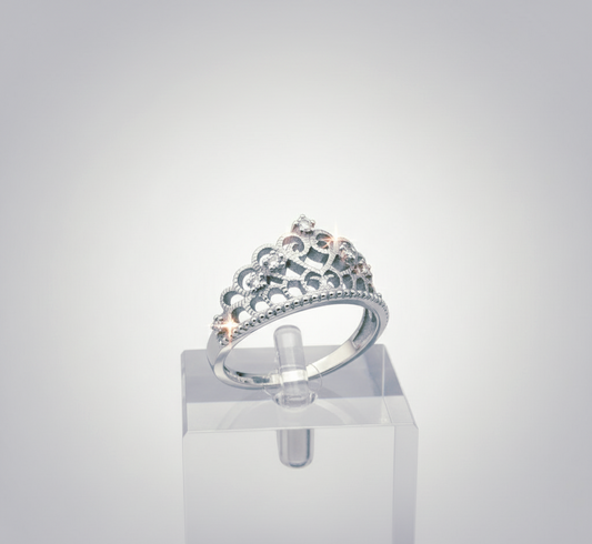 "Royal Sparkle Tiara Crown Ring" – 925 Sterling Silver