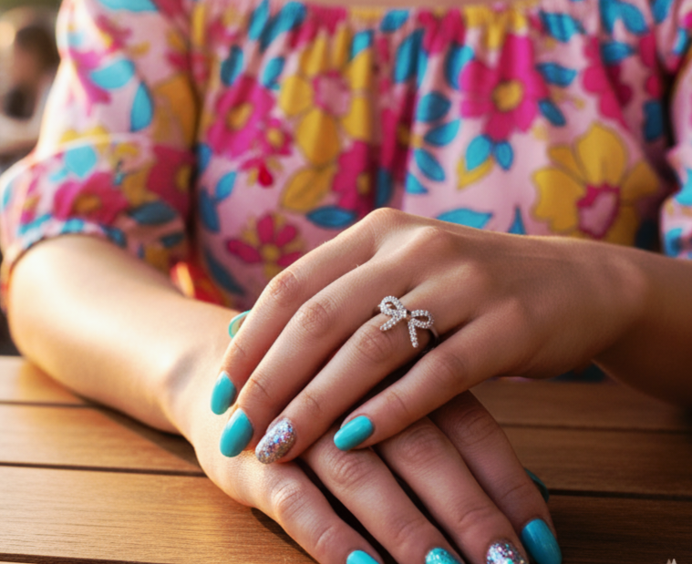 "Whisper-Tied Pavé Ribbon Ring" – Graceful 925 Silver Sparkle