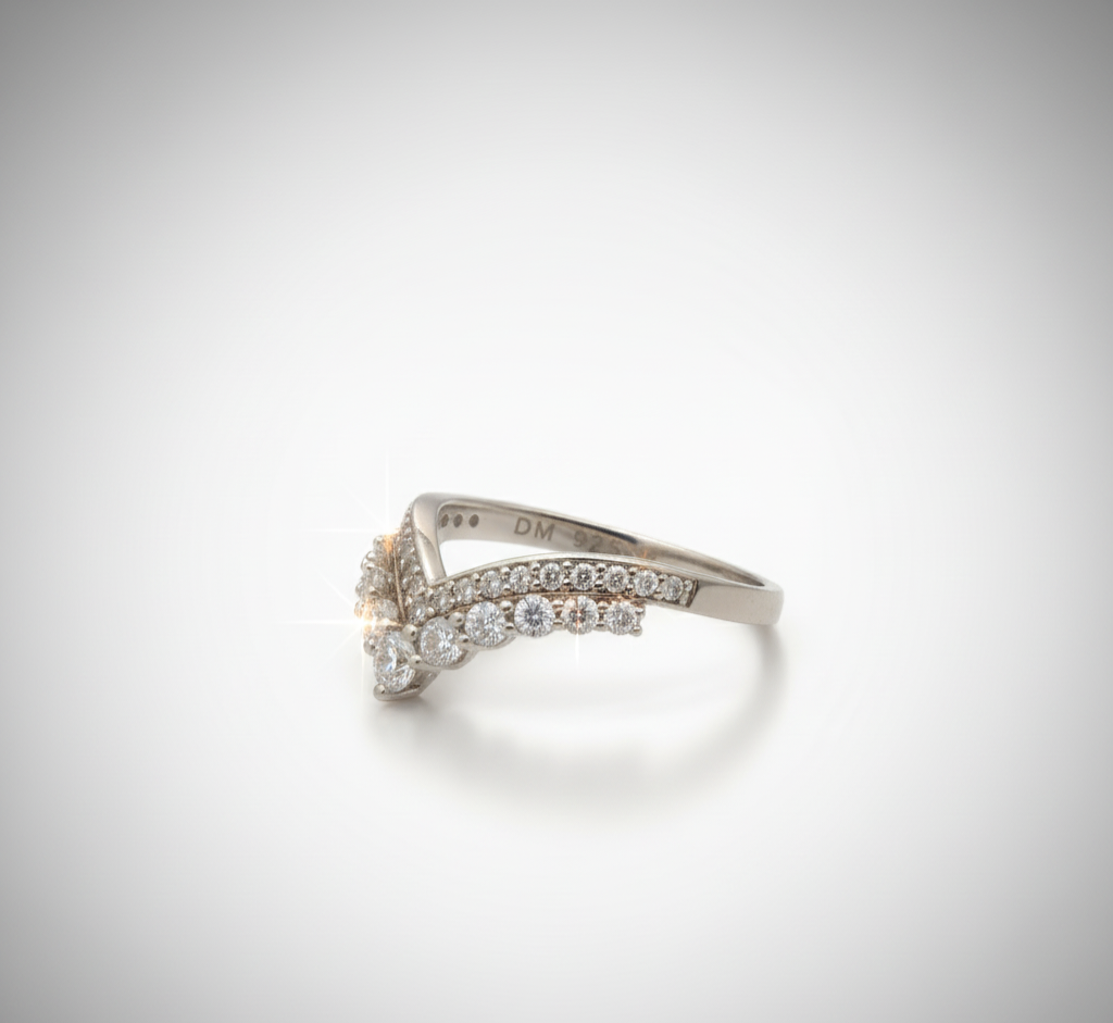 “Celestial V-Crown Band" – 925 Sterling Silver