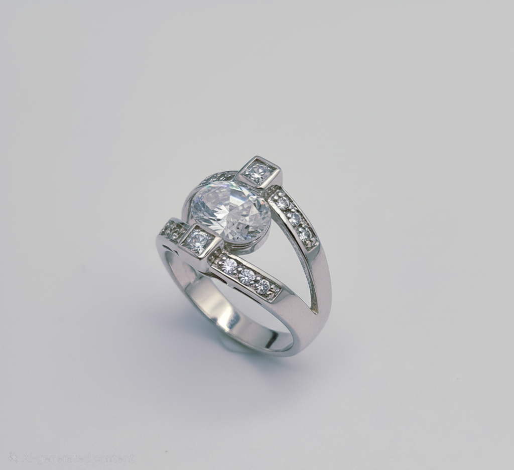 “Eternal Brilliance Ring" – 925 Silver Split-Band Power Solitaire