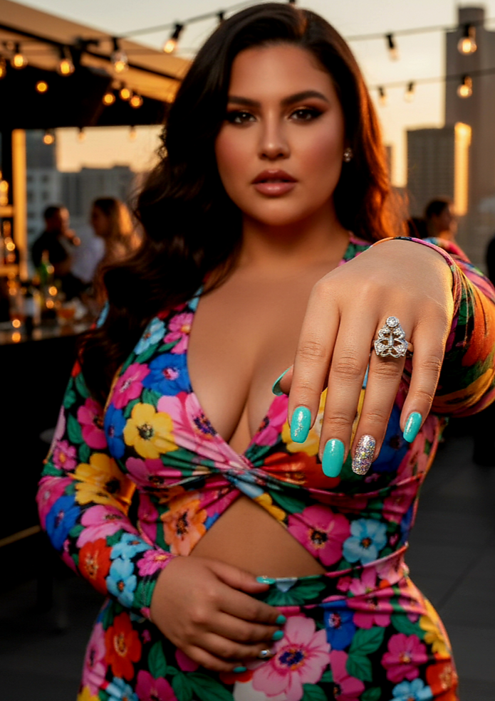 "Celestial Petal Stone"-Burst Ring – Sculpted 925 Silver