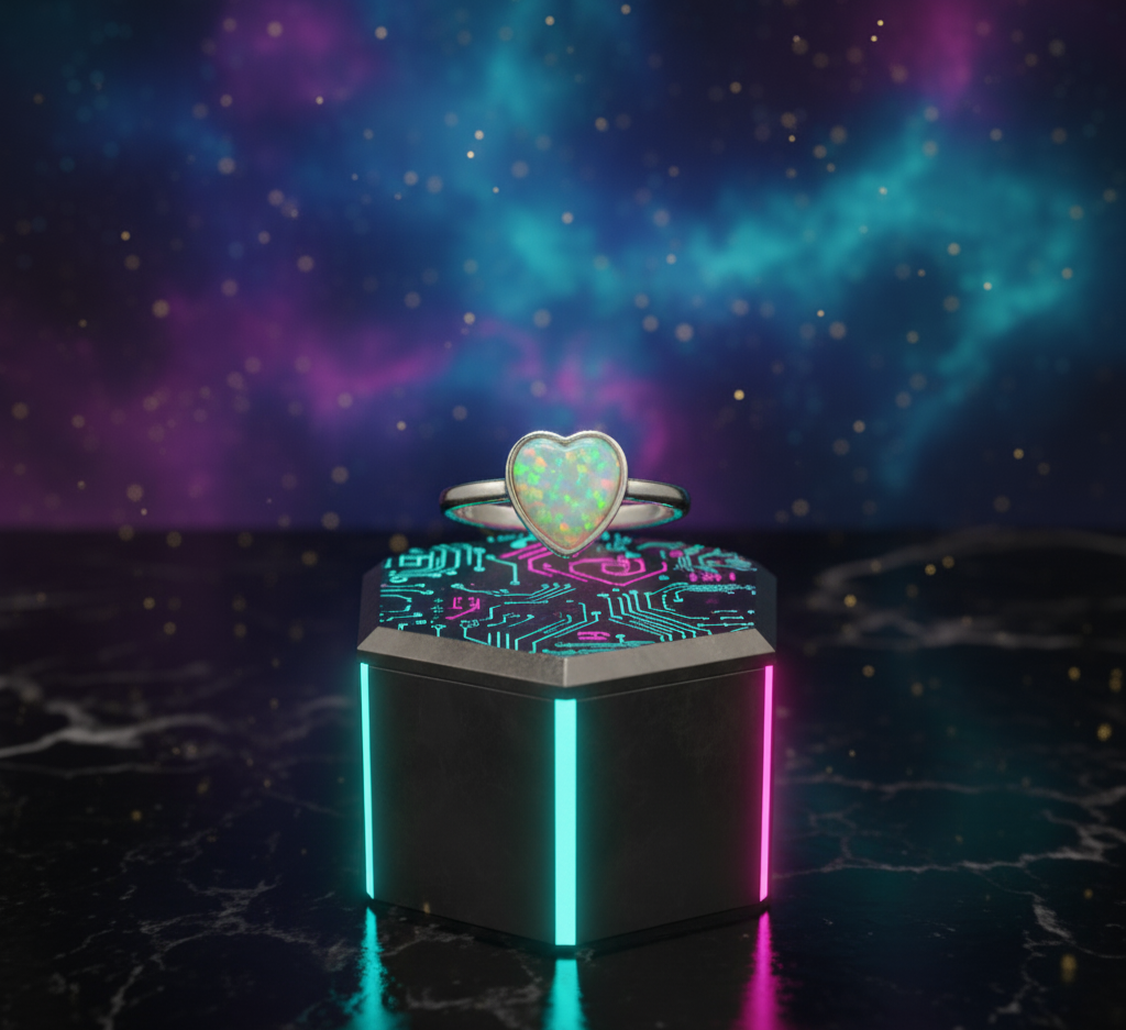 Opal Heart Glow Ring – 925 Sterling Silver