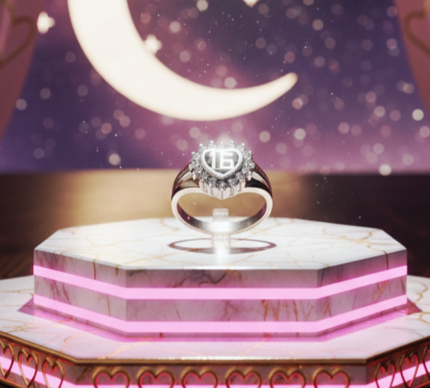 "Initial Heart Halo Ring" – 925 Sterling Silver Sparkle Band by Illuzion Jewelry