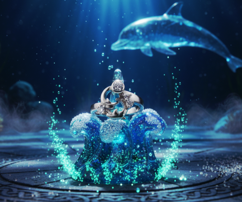 "Twilight Tide Dolphin Spiral Spinning Ring" – Ocean-Energy 925 Silver Design