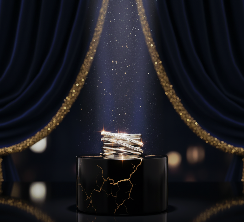 “Luxe Criss-Cross Starlight Ring"  – Multi-Band Radiance in 925 Silver