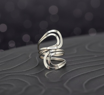 Nova Wave Sculptural Ring - 925 Sterling Silver