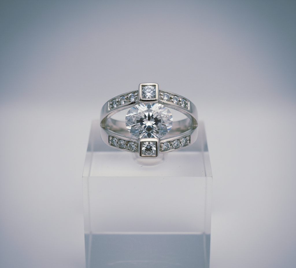 “Eternal Brilliance Ring" – 925 Silver Split-Band Power Solitaire