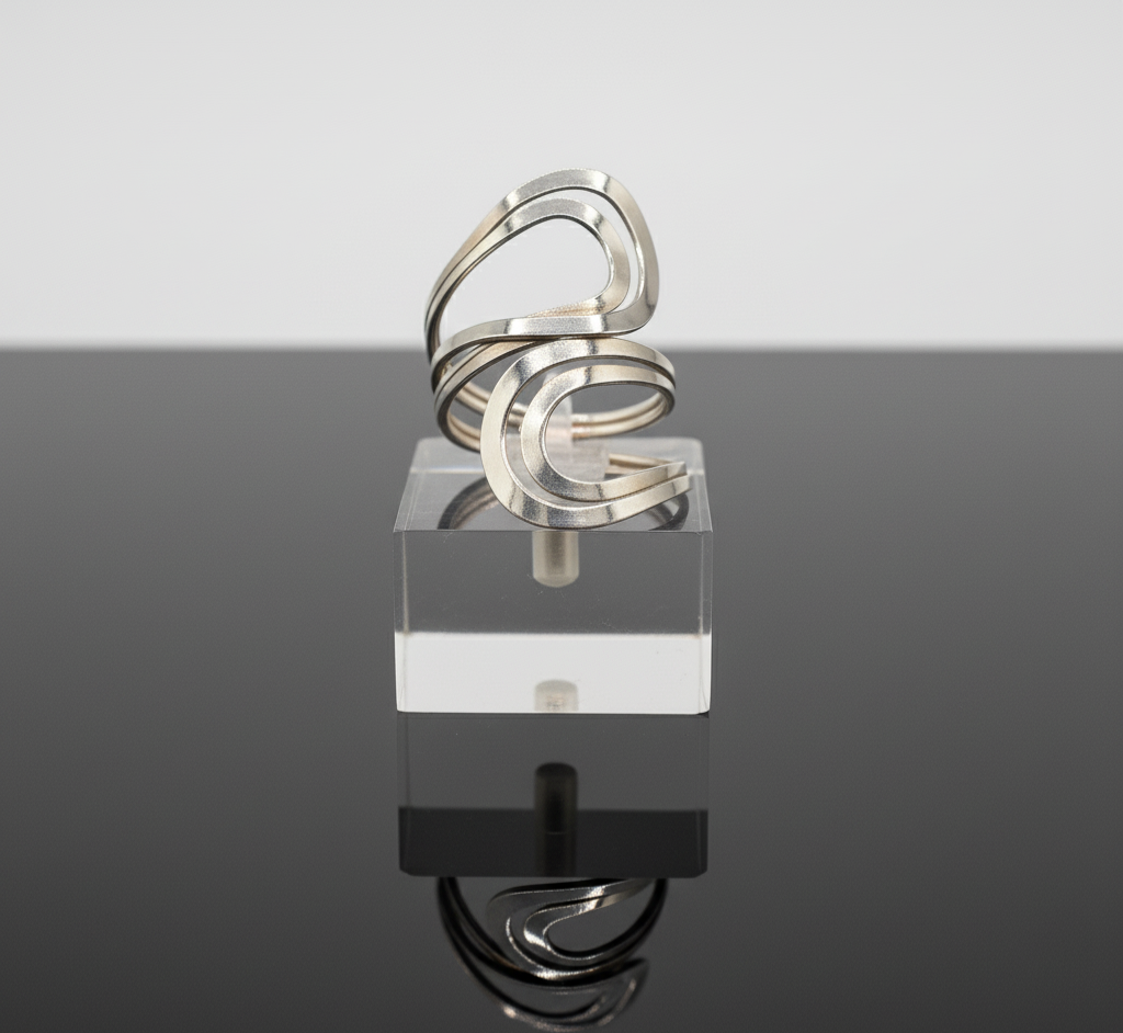 Nova Wave Sculptural Ring - 925 Sterling Silver