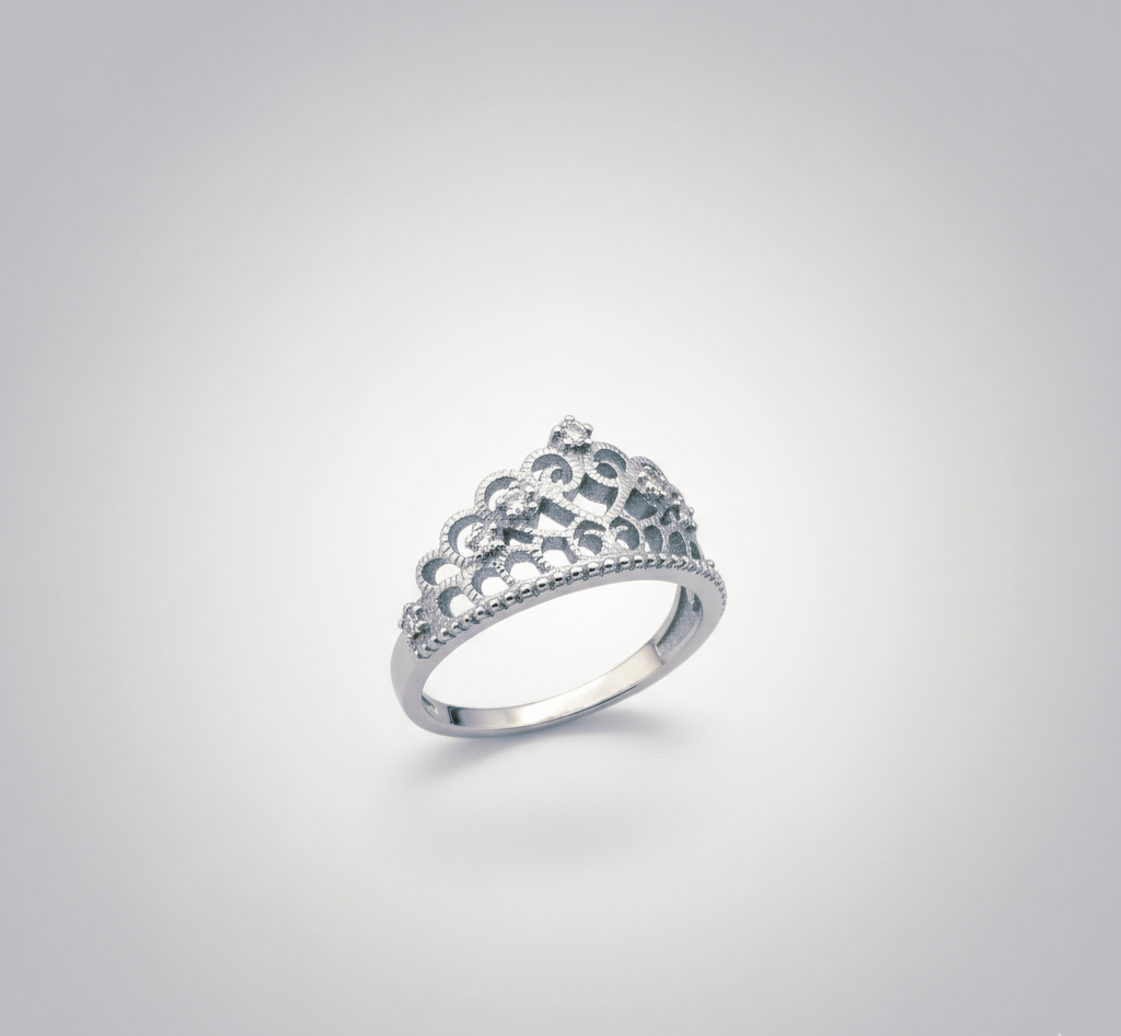 "Royal Sparkle Tiara Crown Ring" – 925 Sterling Silver