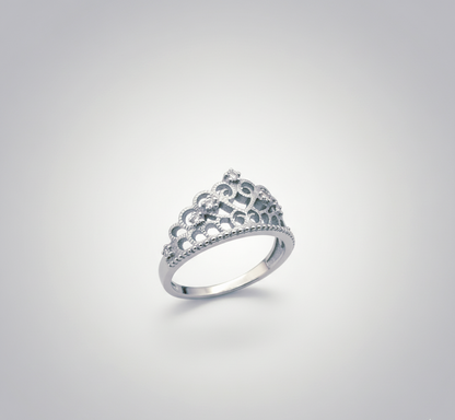 "Royal Sparkle Tiara Crown Ring" – 925 Sterling Silver
