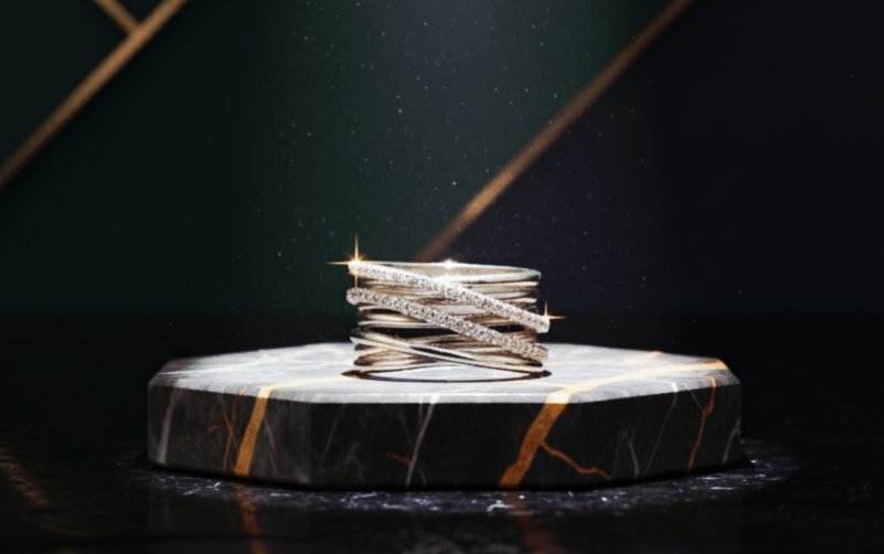 “Luxe Criss-Cross Starlight Ring"  – Multi-Band Radiance in 925 Silver