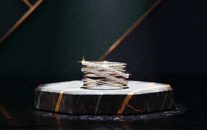 “Luxe Criss-Cross Starlight Ring"  – Multi-Band Radiance in 925 Silver