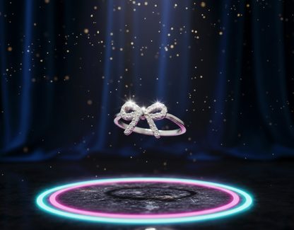 "Whisper-Tied Pavé Ribbon Ring" – Graceful 925 Silver Sparkle