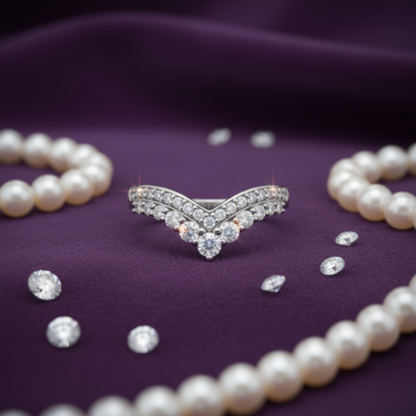 “Celestial V-Crown Band" – 925 Sterling Silver