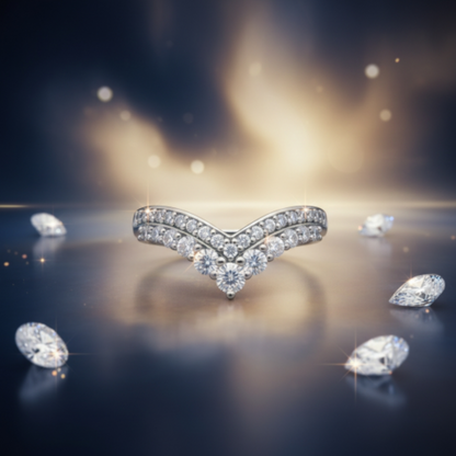 “Celestial V-Crown Band" – 925 Sterling Silver