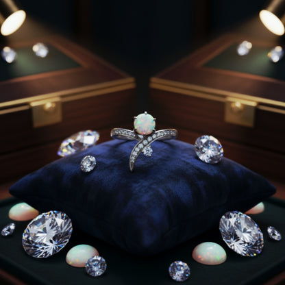 “Celestial Opal Crossover Ring" – 925 Sterling Silver by Illuzion Jewelry