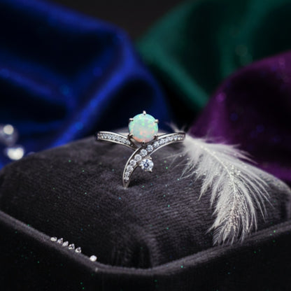 “Celestial Opal Crossover Ring" – 925 Sterling Silver by Illuzion Jewelry