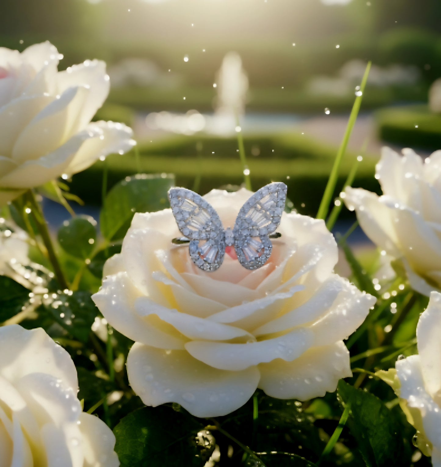 "Baguette-Cut Butterfly Ring" – 925 Sterling Silver Sparkle