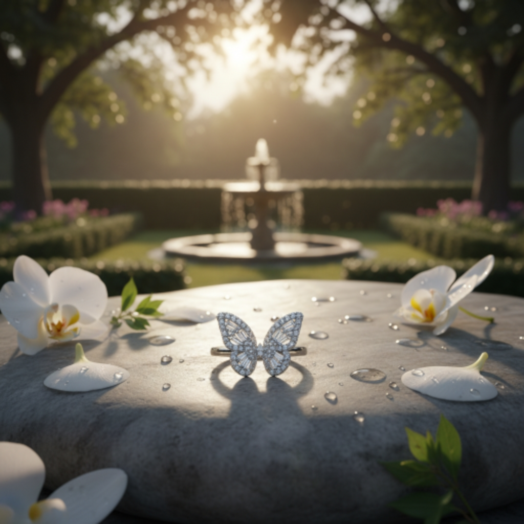 "Baguette-Cut Butterfly Ring" – 925 Sterling Silver Sparkle