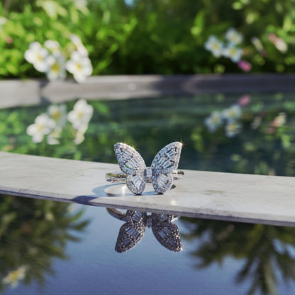 "Baguette-Cut Butterfly Ring" – 925 Sterling Silver Sparkle