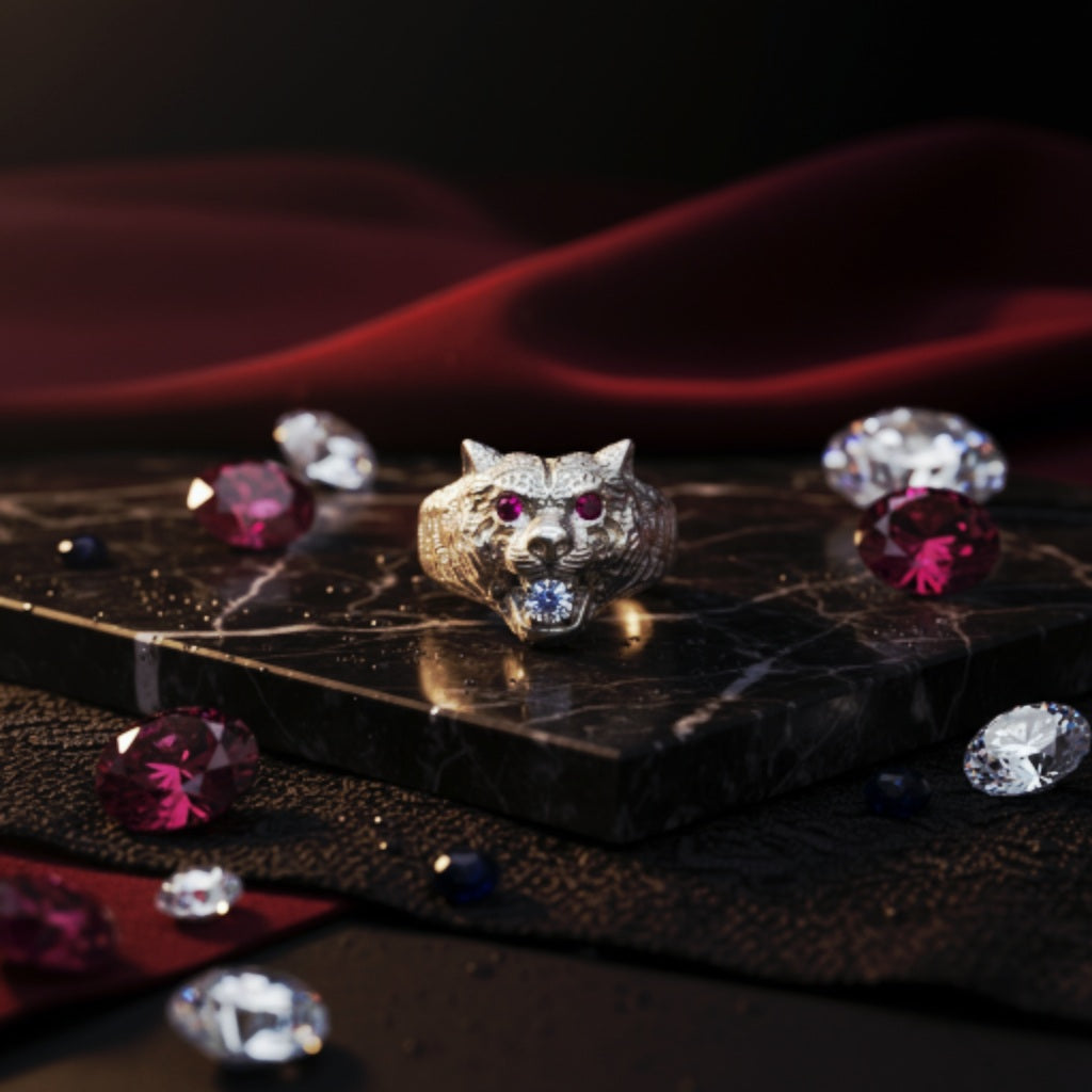 "Tiger Guardian Ring" – Fierce 925 Silver with Ruby Eyes & Ice Bite