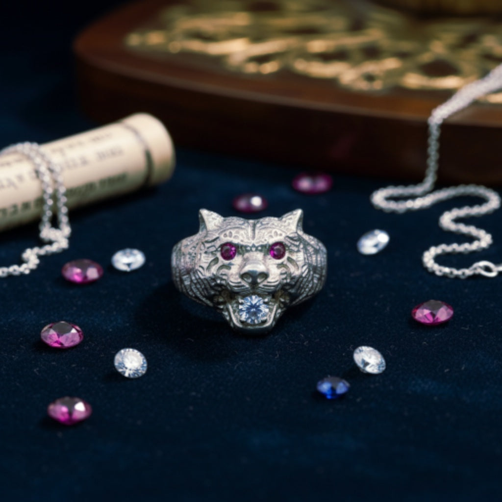 "Tiger Guardian Ring" – Fierce 925 Silver with Ruby Eyes & Ice Bite