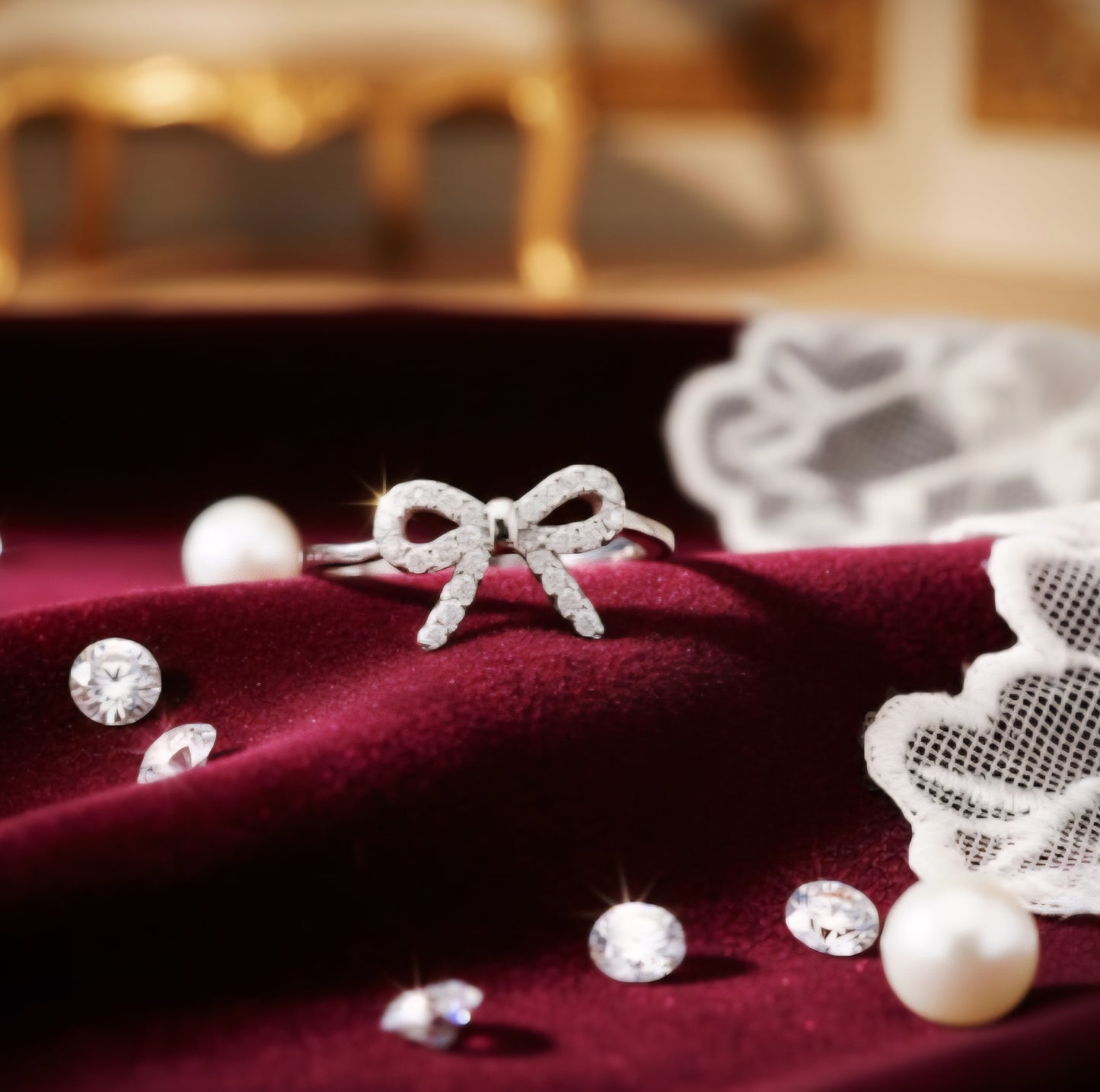 "Whisper-Tied Pavé Ribbon Ring" – Graceful 925 Silver Sparkle