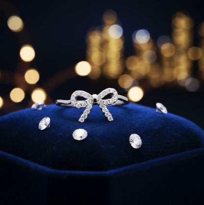 "Whisper-Tied Pavé Ribbon Ring" – Graceful 925 Silver Sparkle
