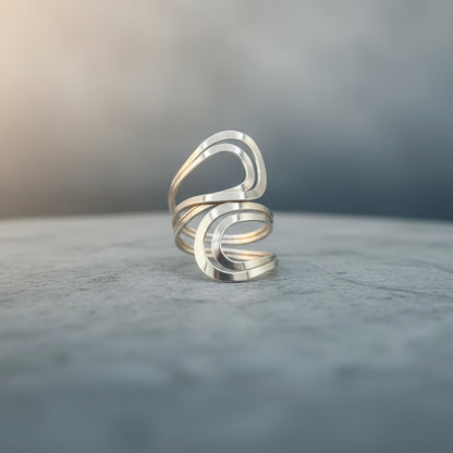 Nova Wave Sculptural Ring - 925 Sterling Silver
