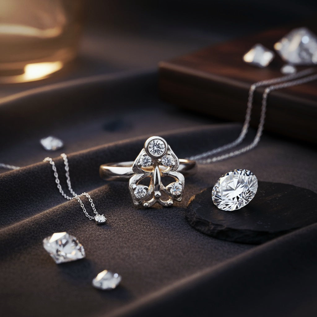 "Celestial Petal Stone"-Burst Ring – Sculpted 925 Silver