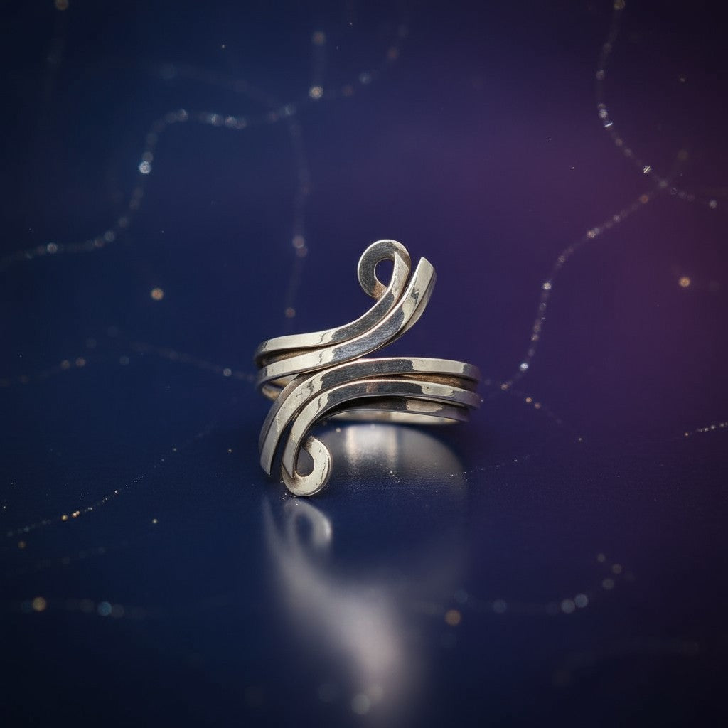 Fluid Motion Swirl Ring – Modern 925 Sterling Silver Statement Piece
