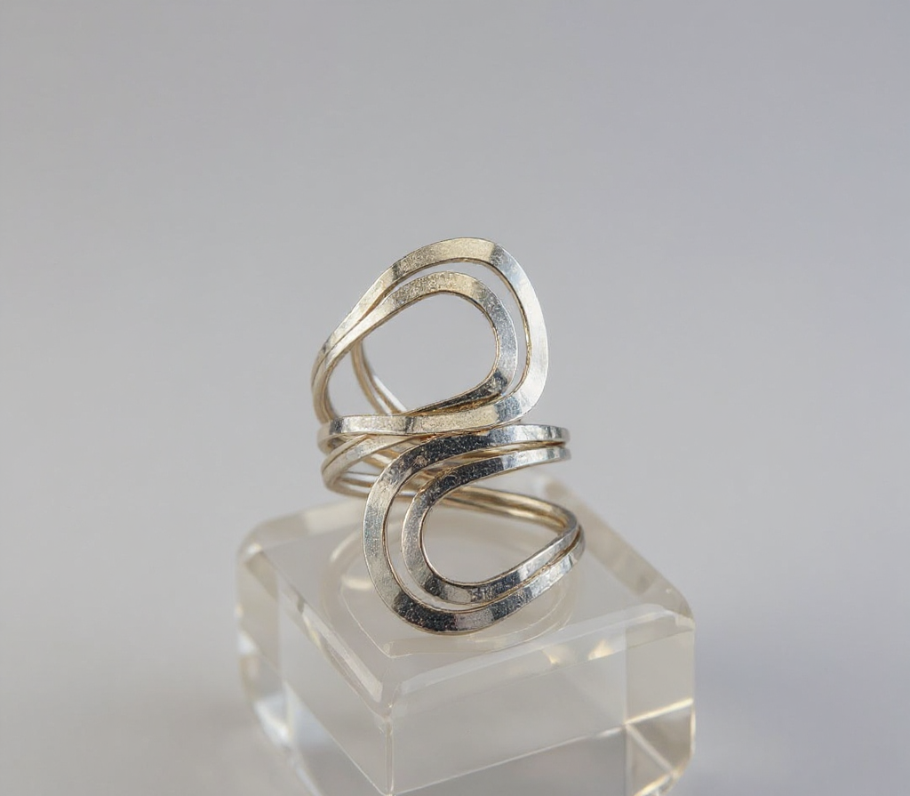 Nova Wave Sculptural Ring - 925 Sterling Silver