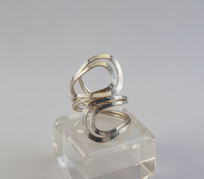 Nova Wave Sculptural Ring - 925 Sterling Silver