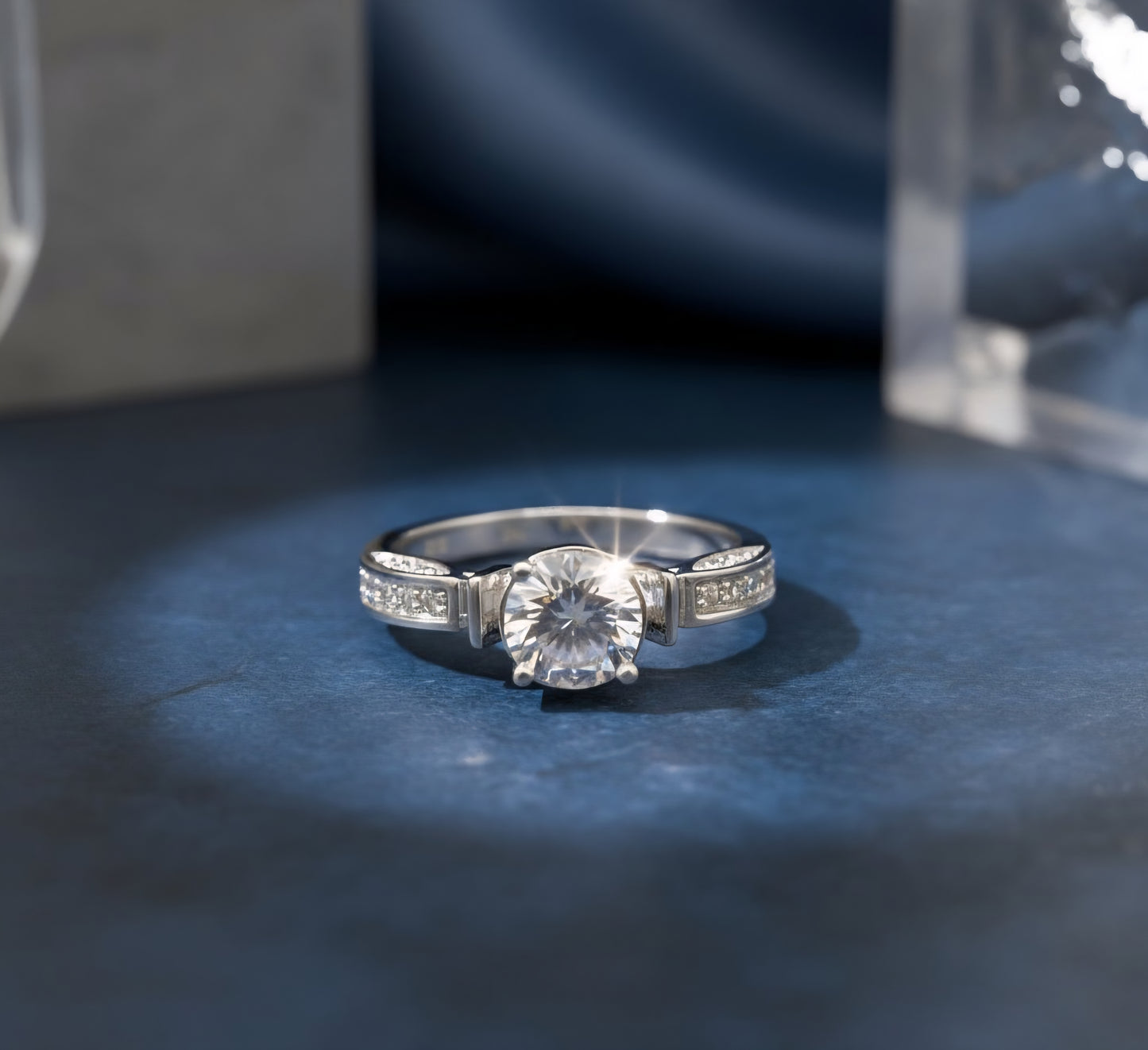 "Radiance"  Round-Cut Engagement Ring – 925 Sterling Silver