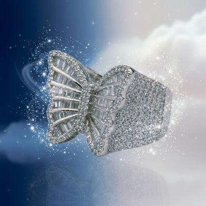 Magical Glow Butterfly Ring – 925 Sterling Silver Ultra-Luxury Sparkle Burst