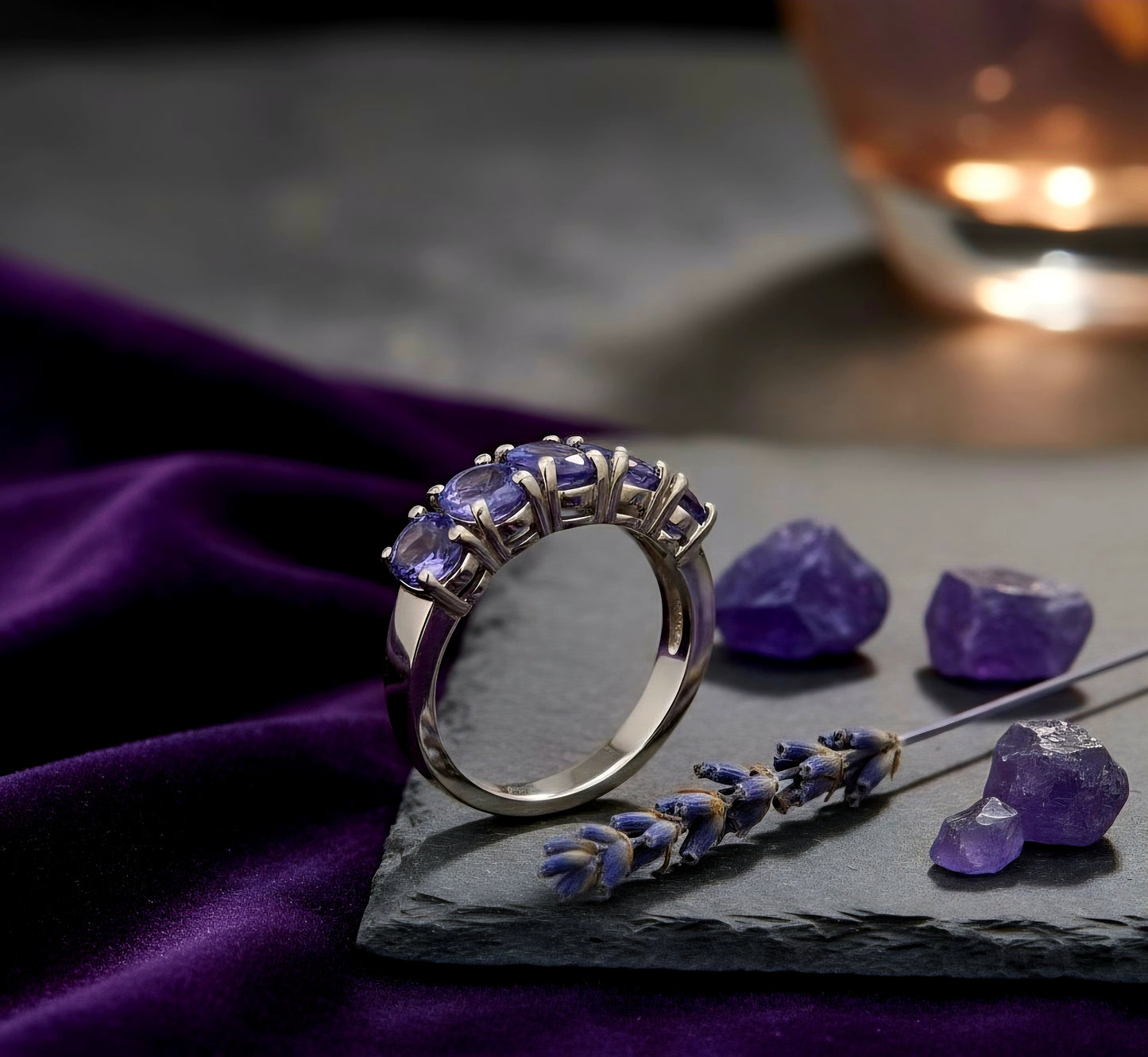 "Violet Aura Eternity Band" – 925 Silver Luxe Gemstone Row