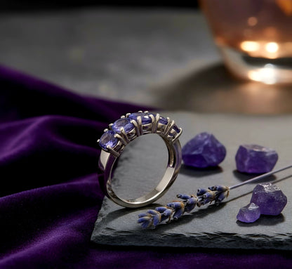 "Violet Aura Eternity Band" – 925 Silver Luxe Gemstone Row