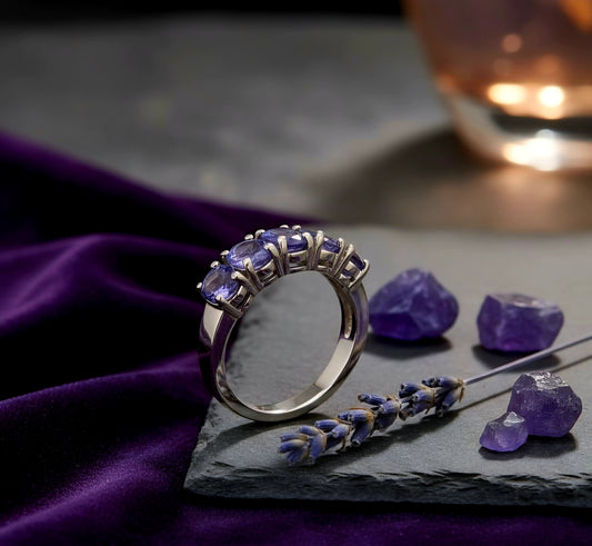 "Violet Aura Eternity Band" – 925 Silver Luxe Gemstone Row