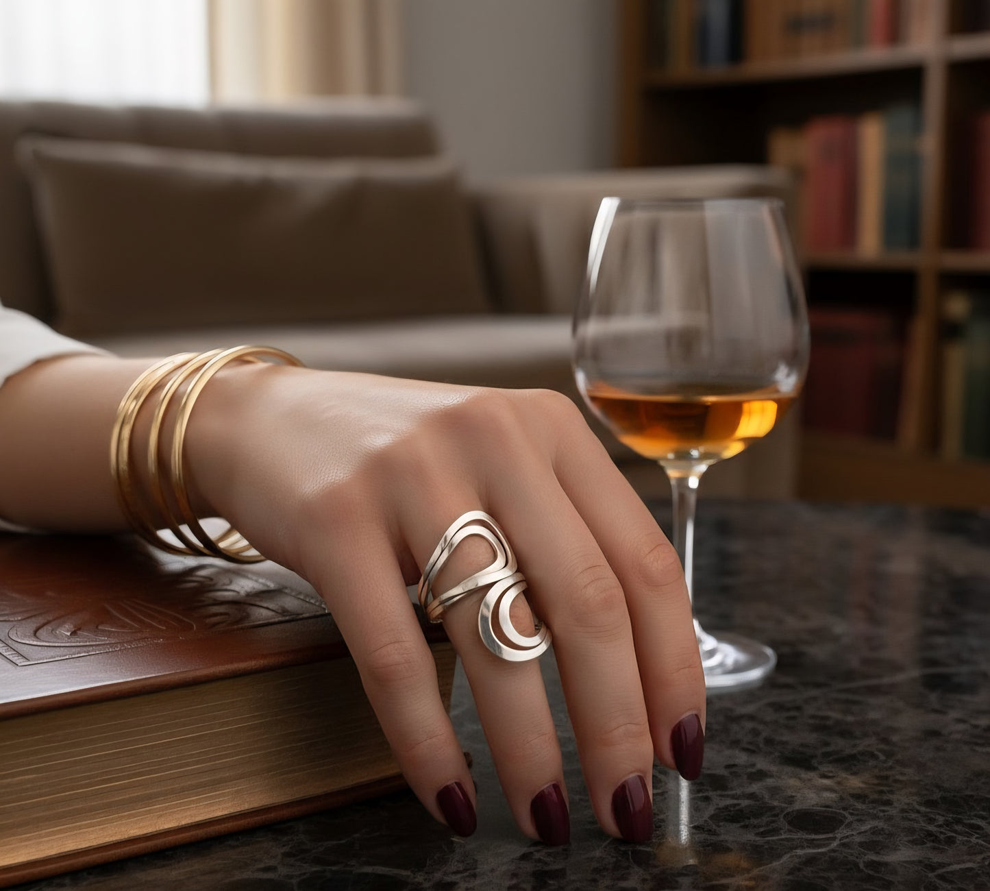 Nova Wave Sculptural Ring - 925 Sterling Silver