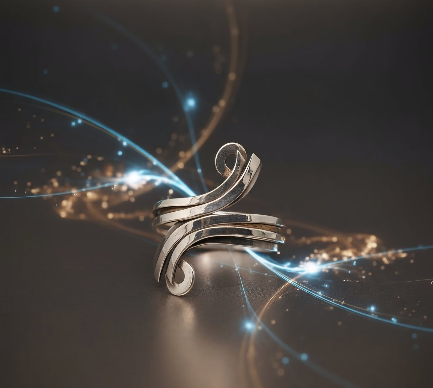 Fluid Motion Swirl Ring – Modern 925 Sterling Silver Statement Piece