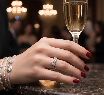 “Celestial V-Crown Band" – 925 Sterling Silver