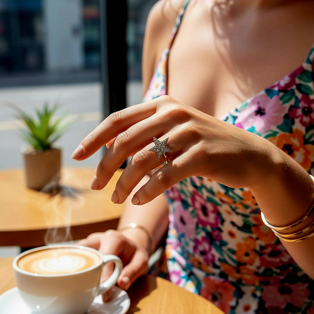 Cosmic Sparkle Star Edition- 925 Sterling Silver Ring