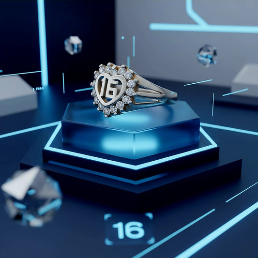 "Initial Heart Halo Ring" – 925 Sterling Silver Sparkle Band by Illuzion Jewelry