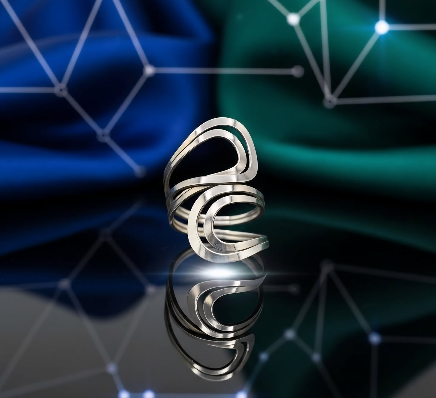 Nova Wave Sculptural Ring - 925 Sterling Silver