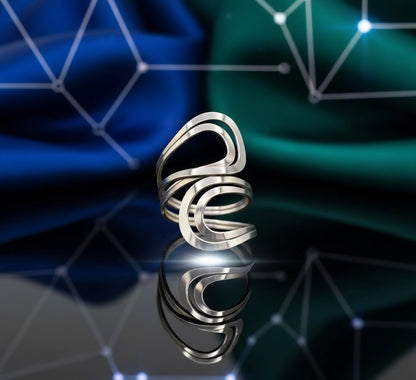 Nova Wave Sculptural Ring - 925 Sterling Silver