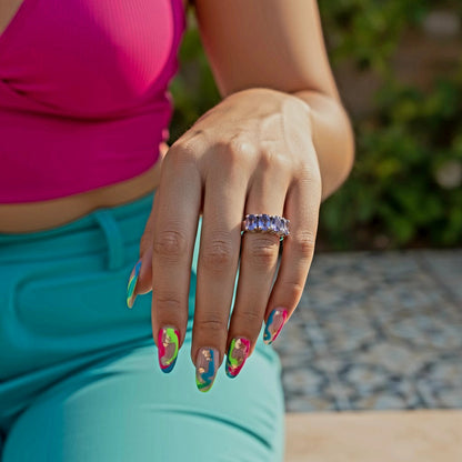 "Violet Aura Eternity Band" – 925 Silver Luxe Gemstone Row