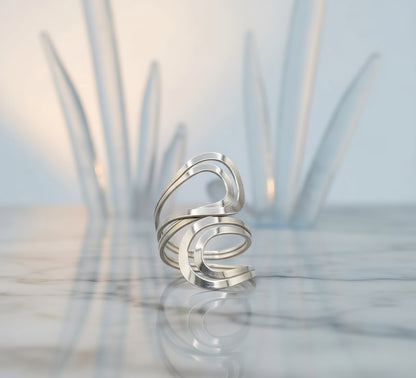 Nova Wave Sculptural Ring - 925 Sterling Silver
